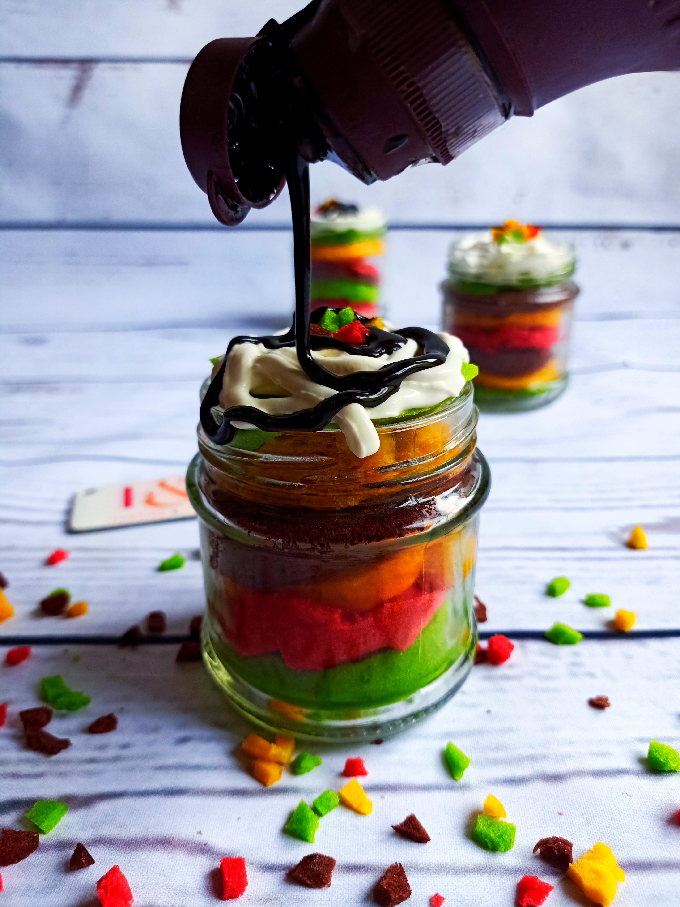 Colorful cake jars by Shahzadi waqar